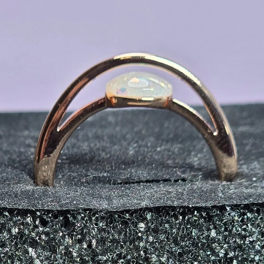 Rose Golden Plated‎ Adjustable Ring With Synthetic Opal Size 10 (NWOT)